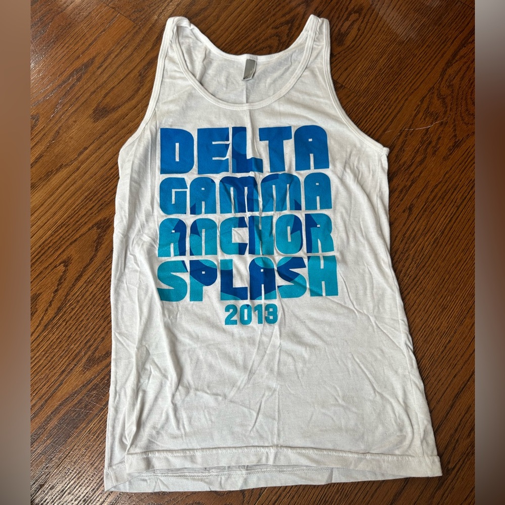 Delta Gamma Anchor Splash 2013 White Tank with Blue Print